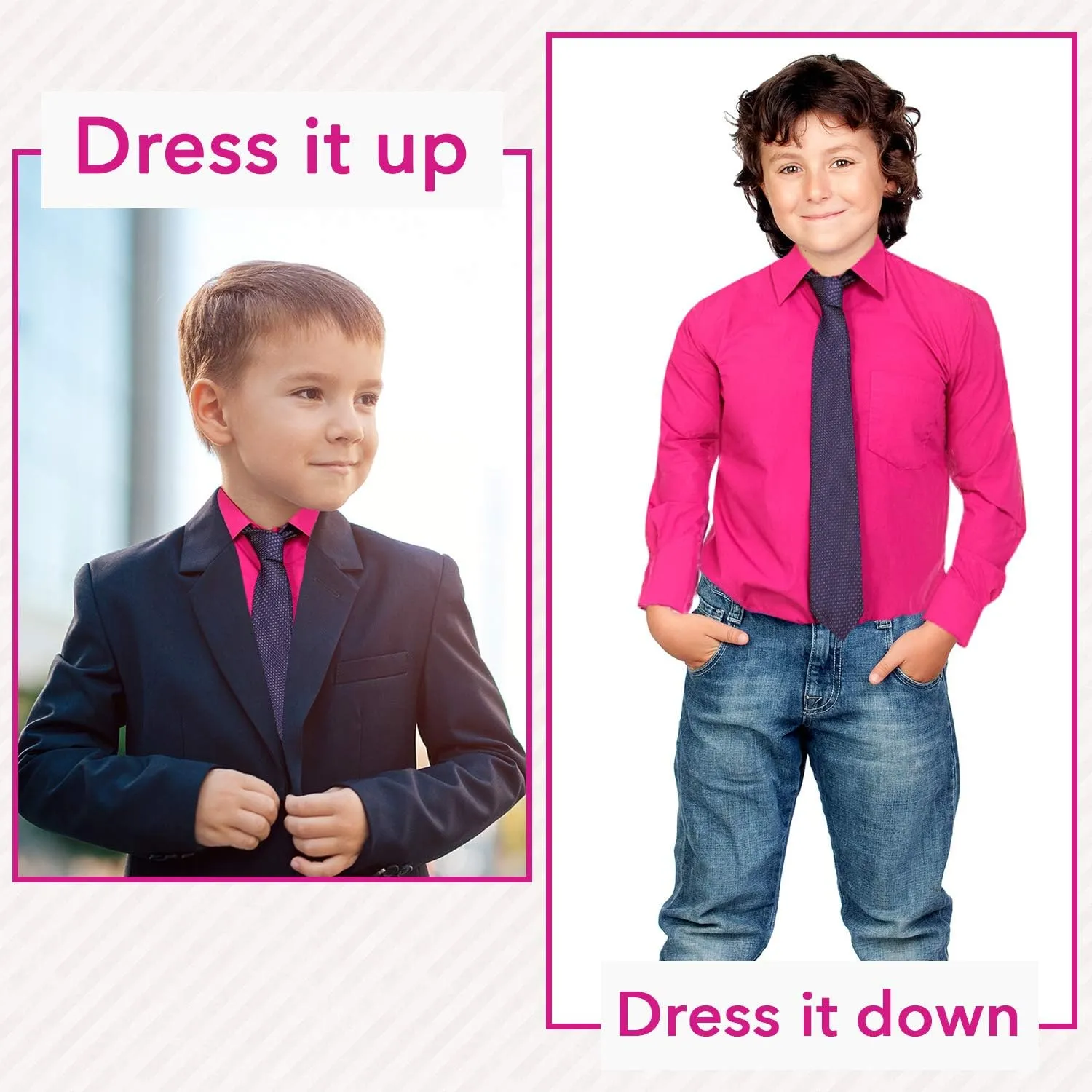 Alberto Danelli Boys Dress Shirt with Matching Tie and Handkerchief, Long Sleeve Button Down, Pocket