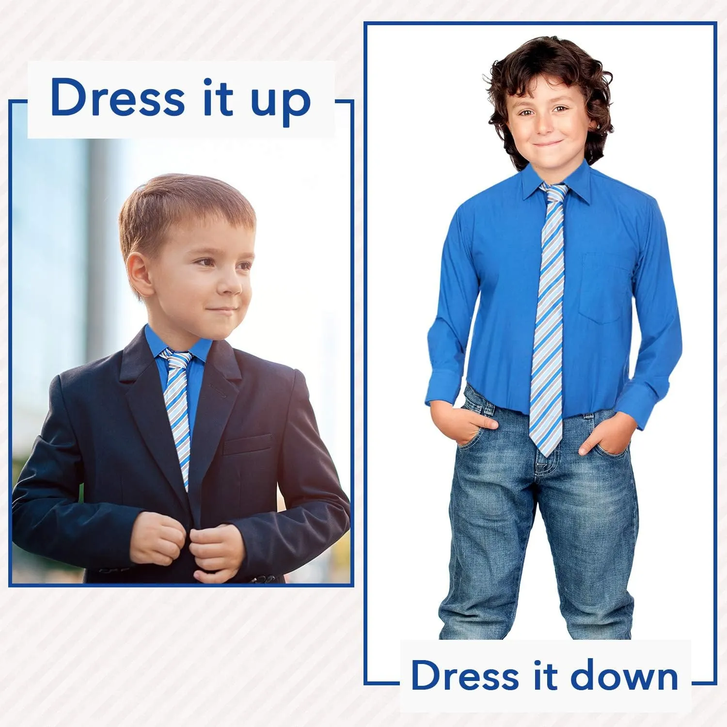 Alberto Danelli Boys Dress Shirt with Matching Tie and Handkerchief, Long Sleeve Button Down, Pocket