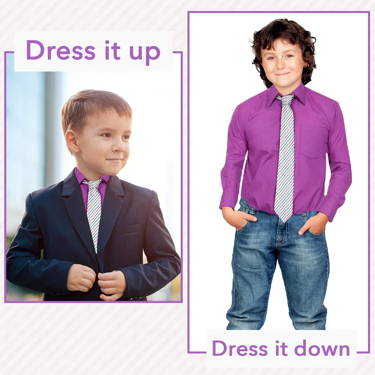 Alberto Danelli Boys Dress Shirt with Matching Tie and Handkerchief, Long Sleeve Button Down, Pocket