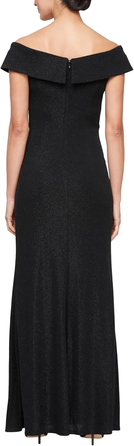 Alex Evenings Women's Off The Shoulder Fit and Flare Dress, Lace and Sequined Elegance for Mother of The Bride Or Groom