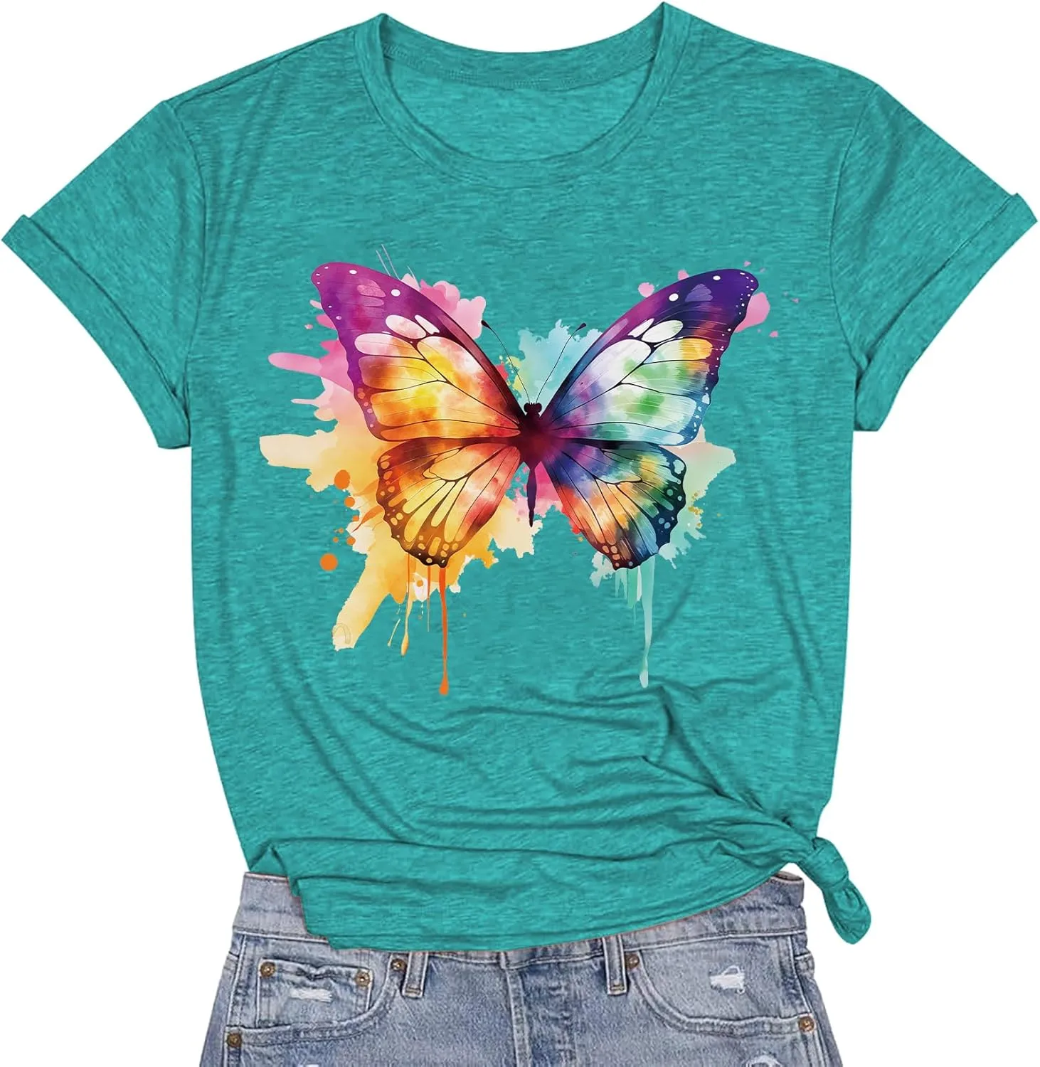 Butterfly Shirts for Women Butterfly Graphic Tops Womens Vacation T-Shirt Nature Lover Tee