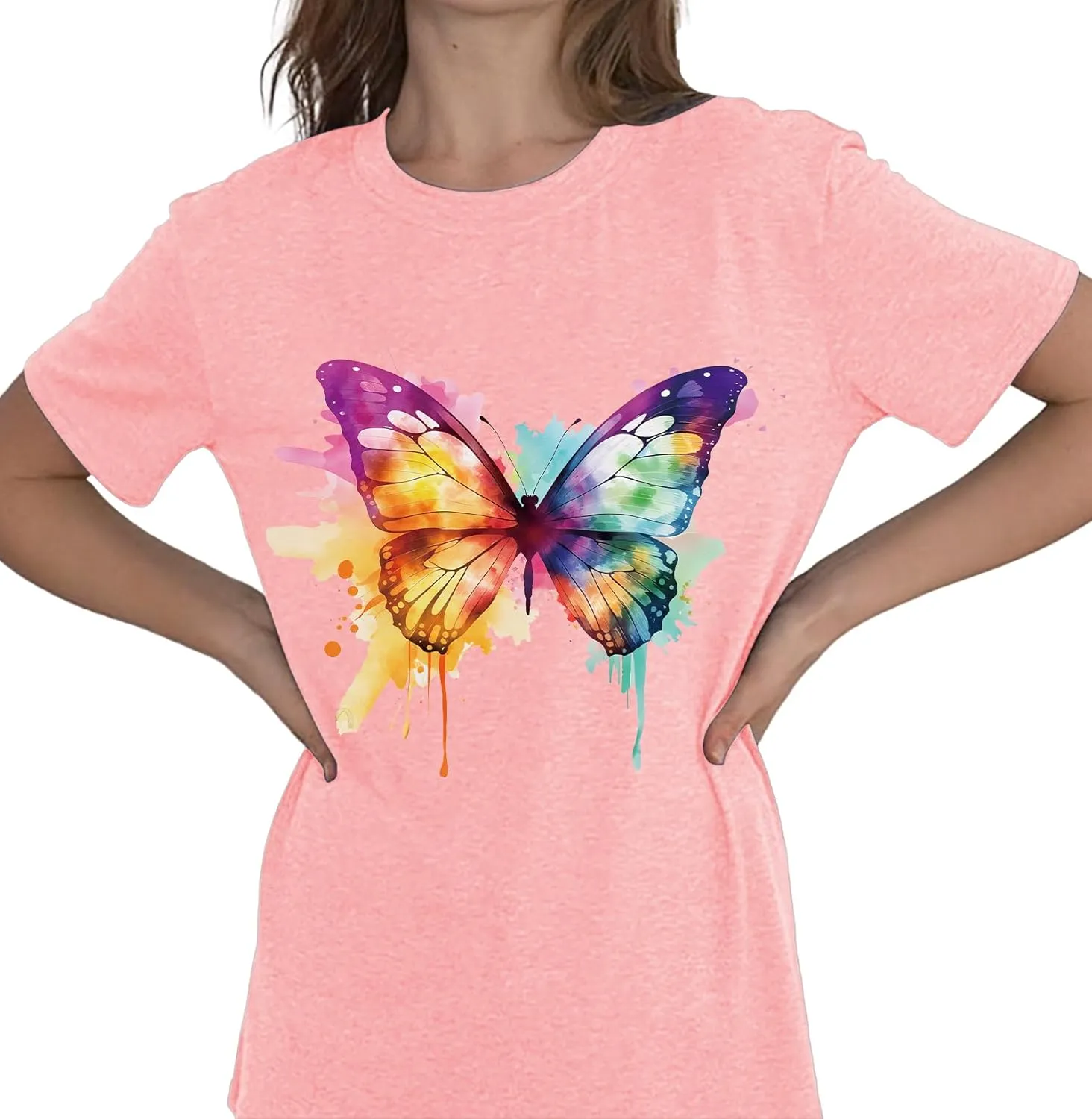 Butterfly Shirts for Women Butterfly Graphic Tops Womens Vacation T-Shirt Nature Lover Tee