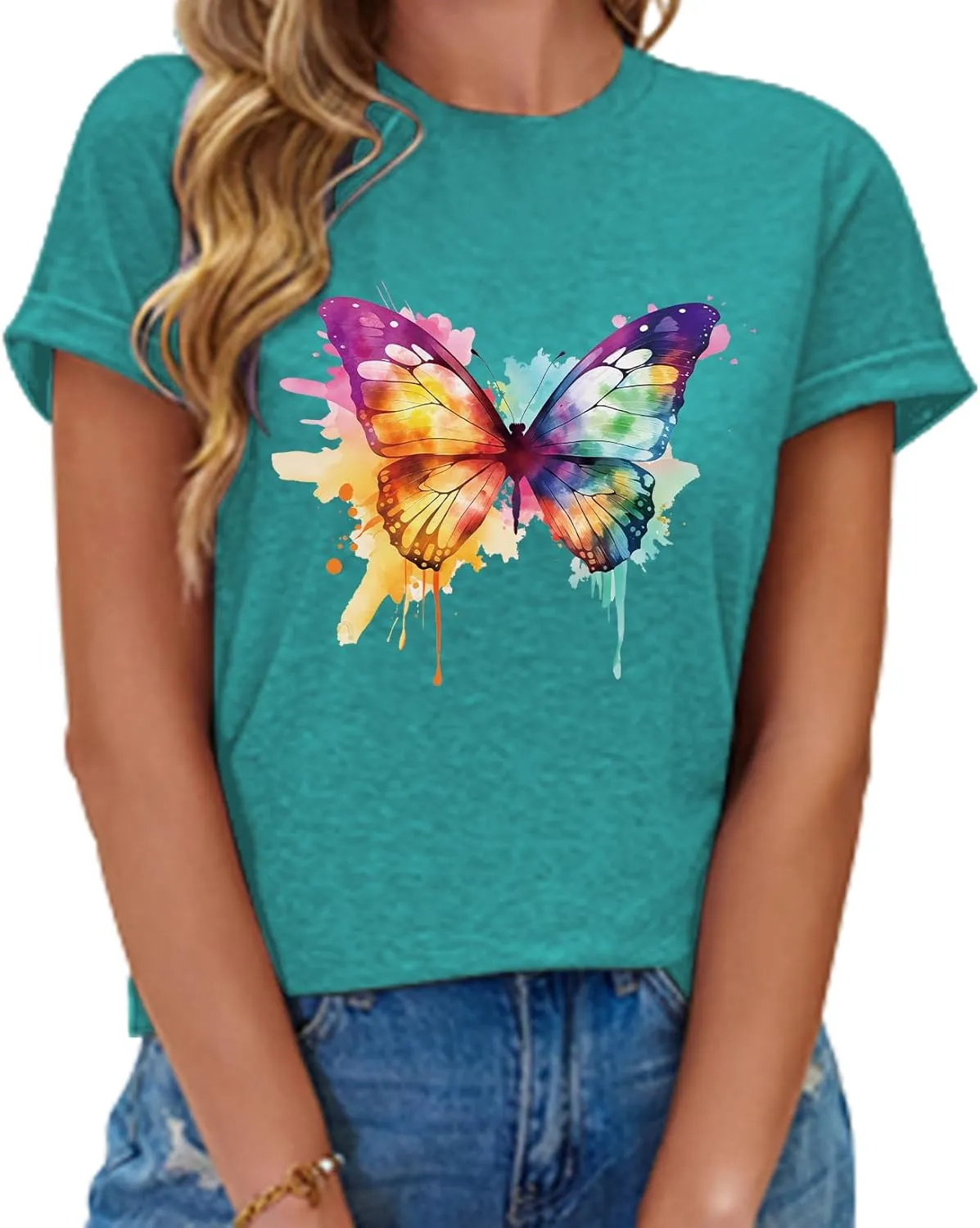 Butterfly Shirts for Women Butterfly Graphic Tops Womens Vacation T-Shirt Nature Lover Tee