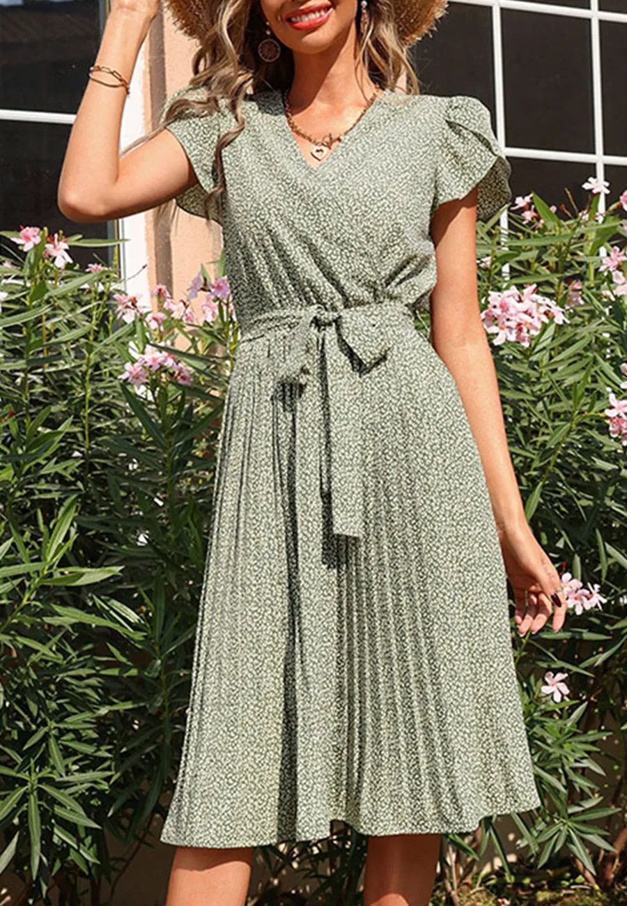 Ditsy Floral Tulip Sleeve Dress