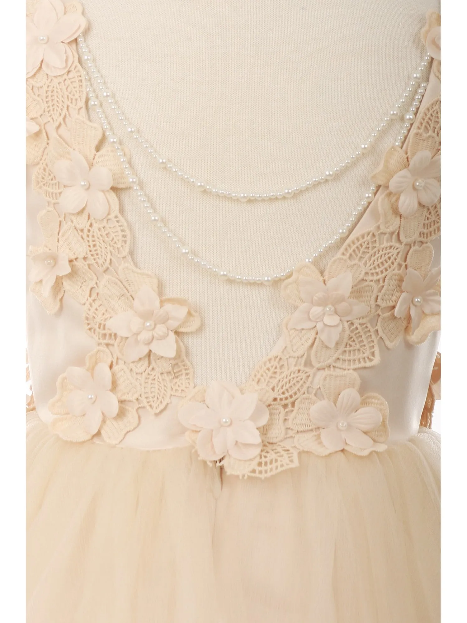 Girls Multi Color Lace 3D Flowers Pearl Trim Tulle Special Occasion Dress 2-16