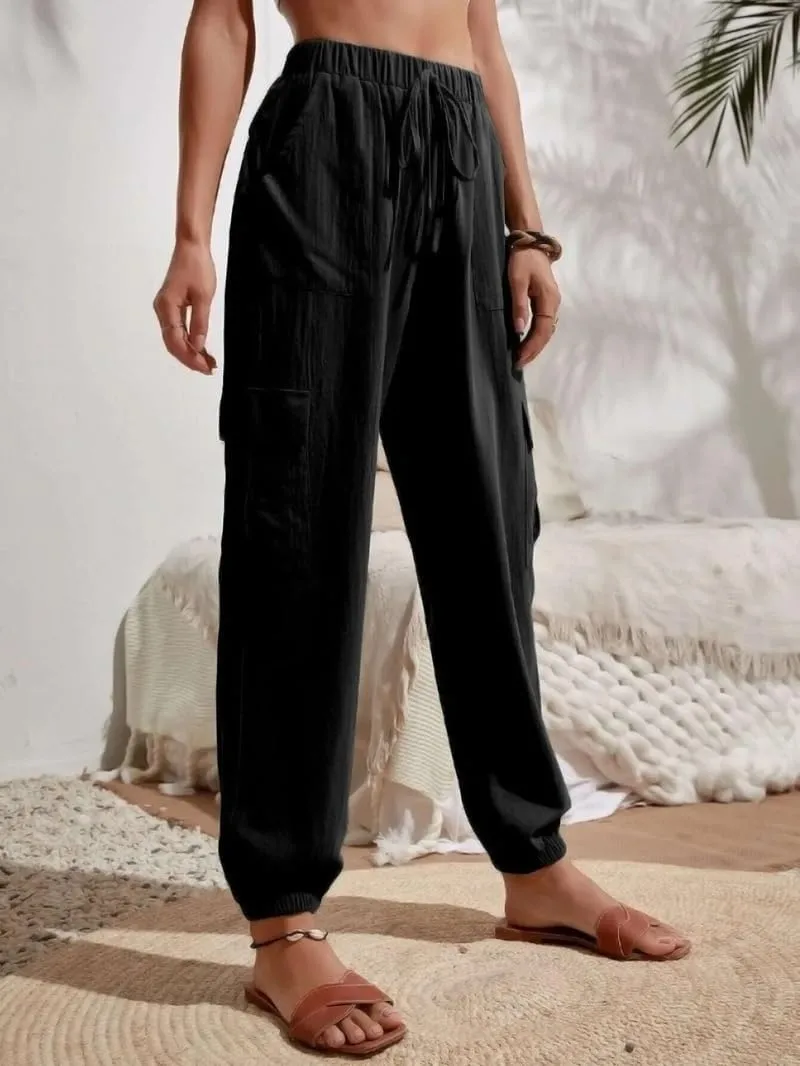GUOLEZEEV High Waisted Jogger Pants Loose Hiking Joggers for Women Casual Lightweight Tapered Cargo Pants with Pockets