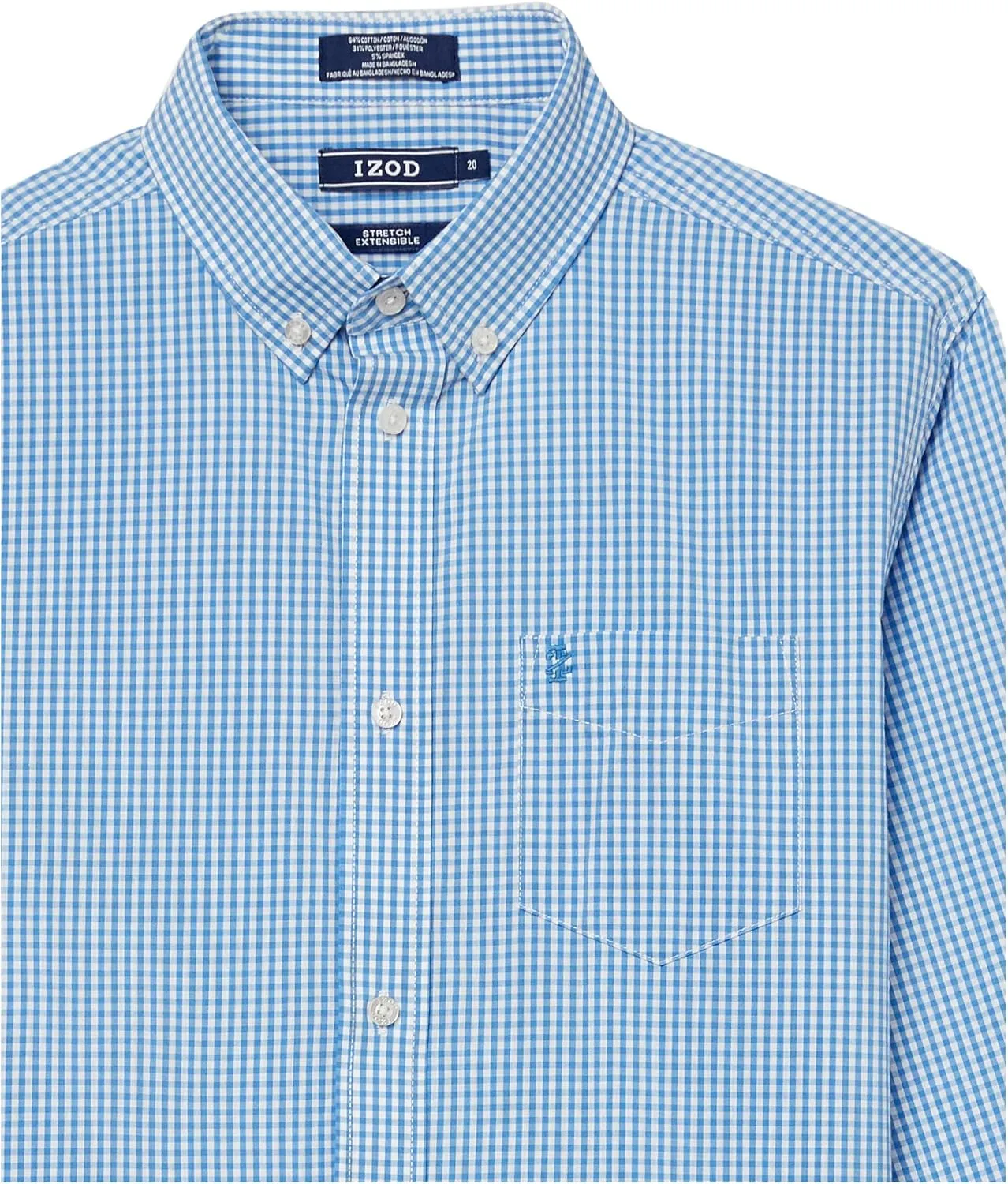 IZOD Boys' Long Sleeve Button-Down Collared Dress Shirt with Tie and Chest Pocket