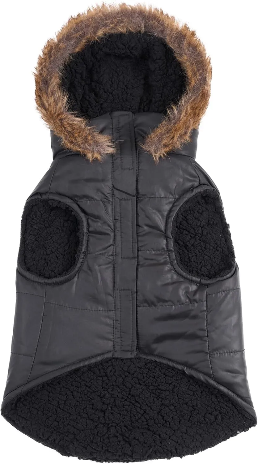 Juicy Couture Faux Fur Hooded Pet Jacket for Dogs and Cats - Medium/Large