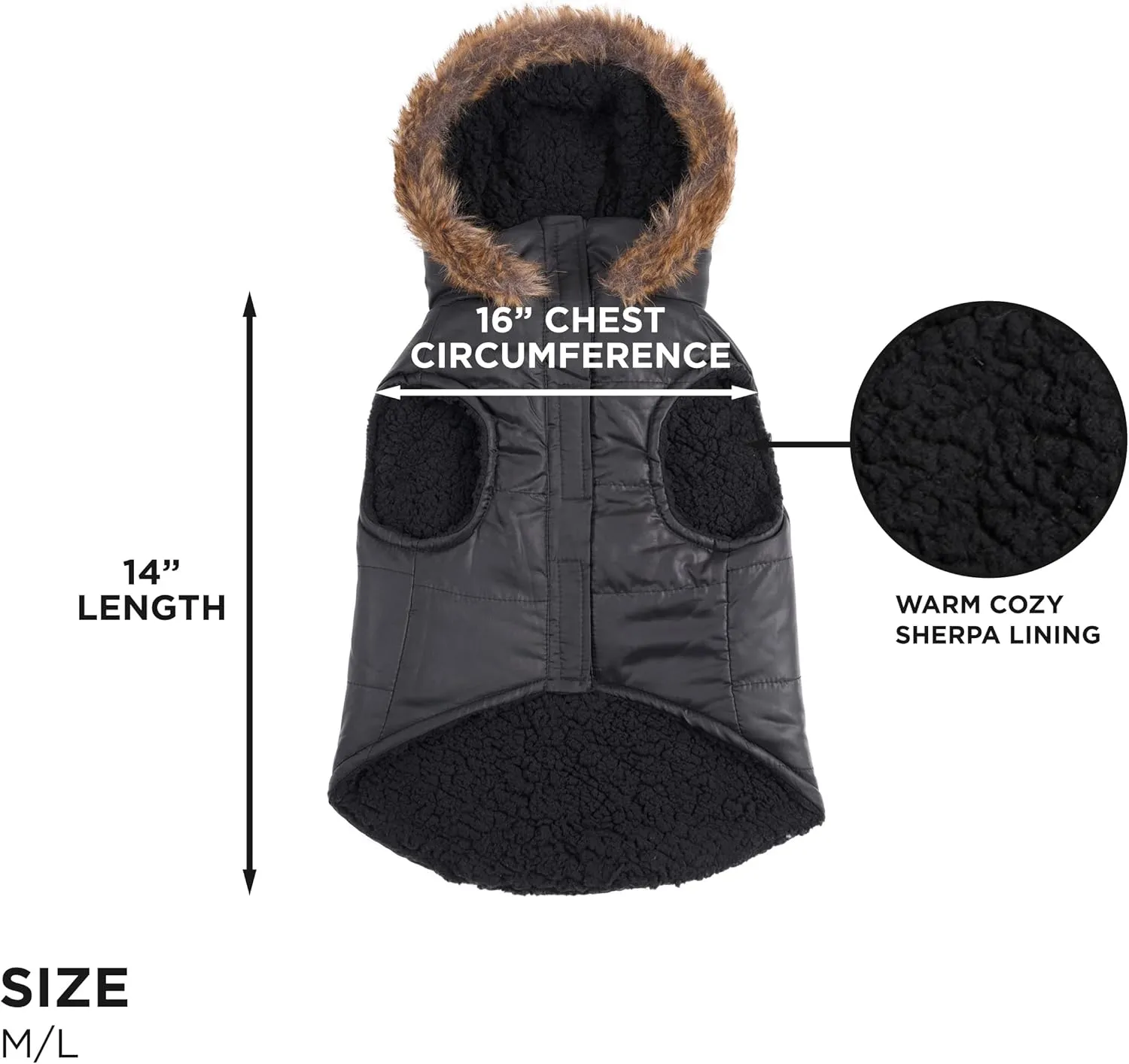 Juicy Couture Faux Fur Hooded Pet Jacket for Dogs and Cats - Medium/Large