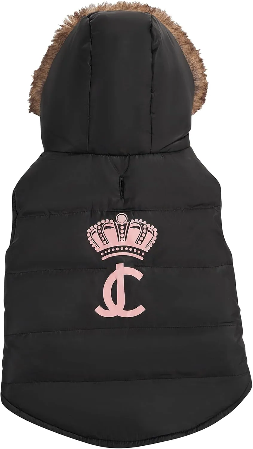 Juicy Couture Faux Fur Hooded Pet Jacket for Dogs and Cats - Medium/Large