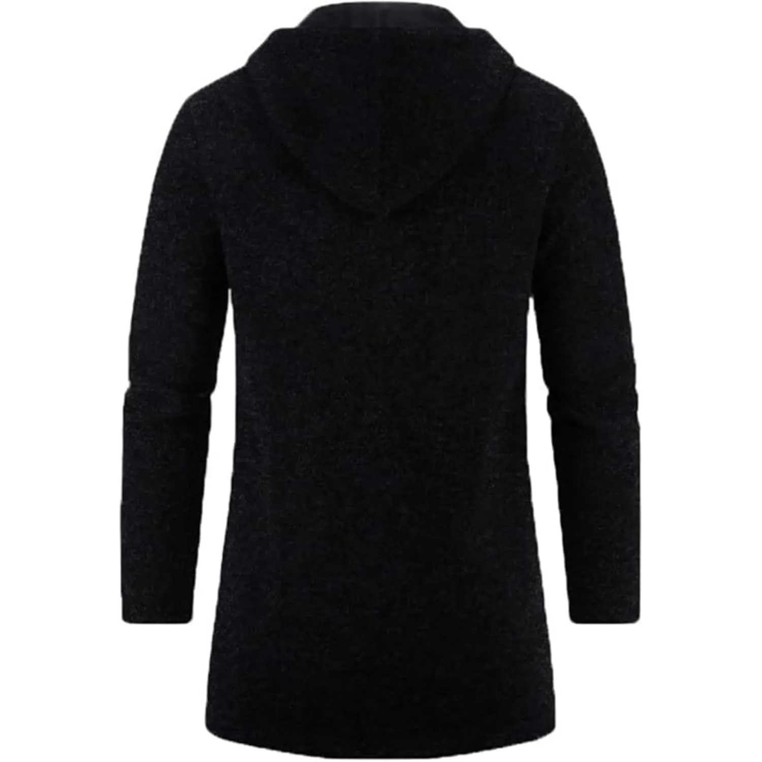 Maiyifu-GJ Mens Solid Knit Hooded Cardigan Slim Fit Casual Lightweight Longline Cardigans Full Zip Long Open Front Sweater (BlackA1,Large)