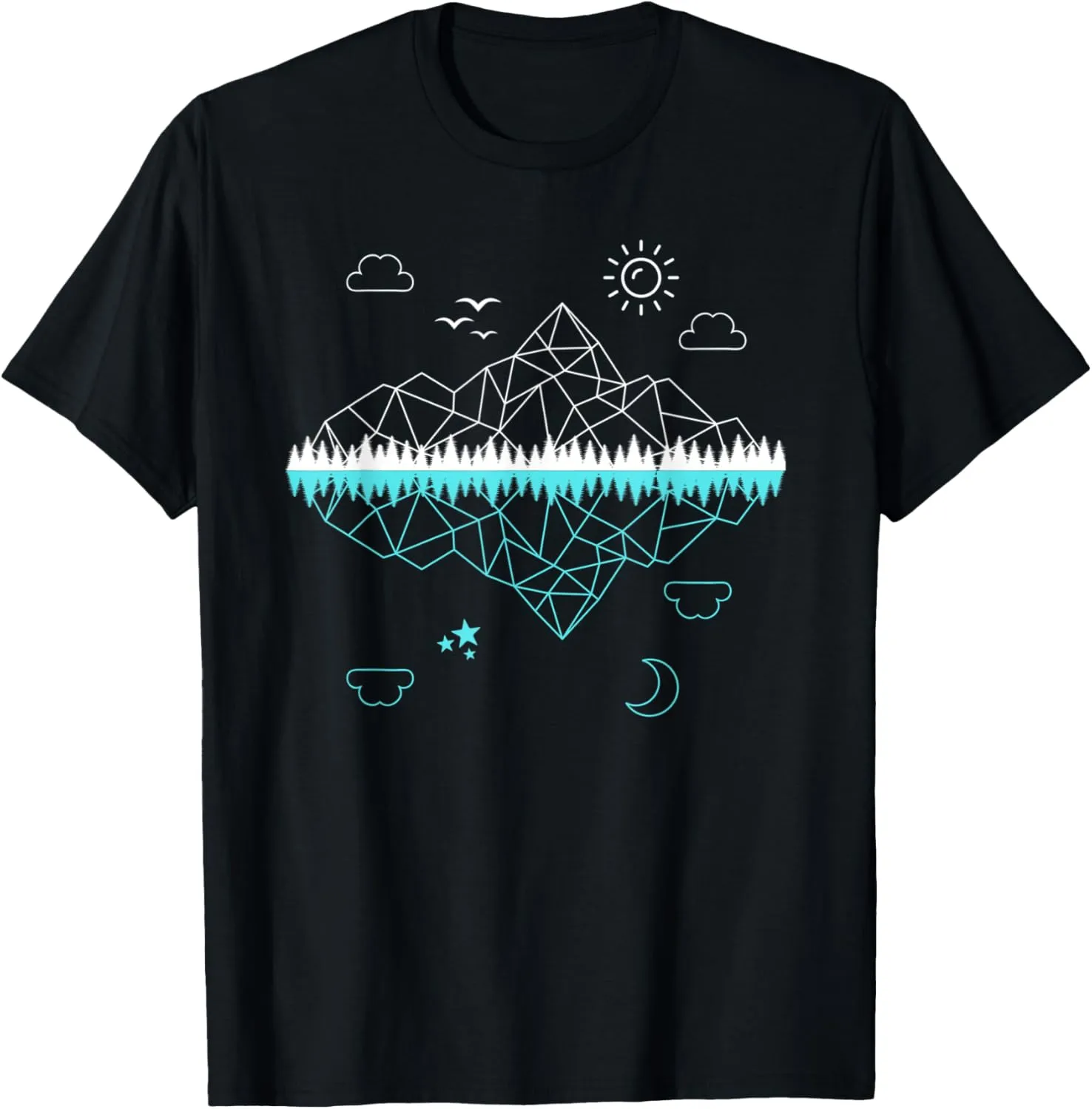 Mens Womens Hiking Camping Mountain Landscape Day and Night T-Shirt