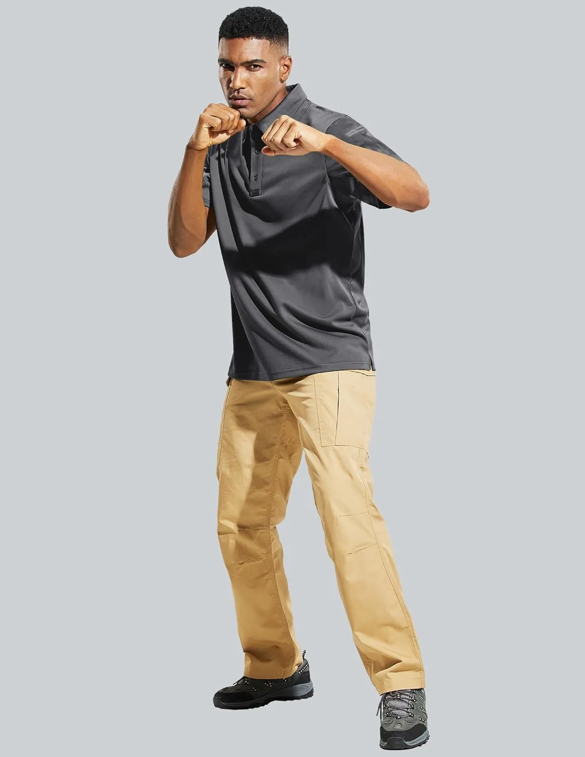 MIER Men's Outdoor Performance Tactical Polo Shirts Short and Long Sleeve, Moisture-Wicking