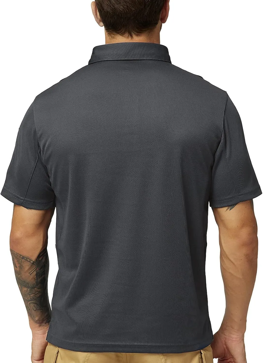 MIER Men's Outdoor Performance Tactical Polo Shirts Short and Long Sleeve, Moisture-Wicking