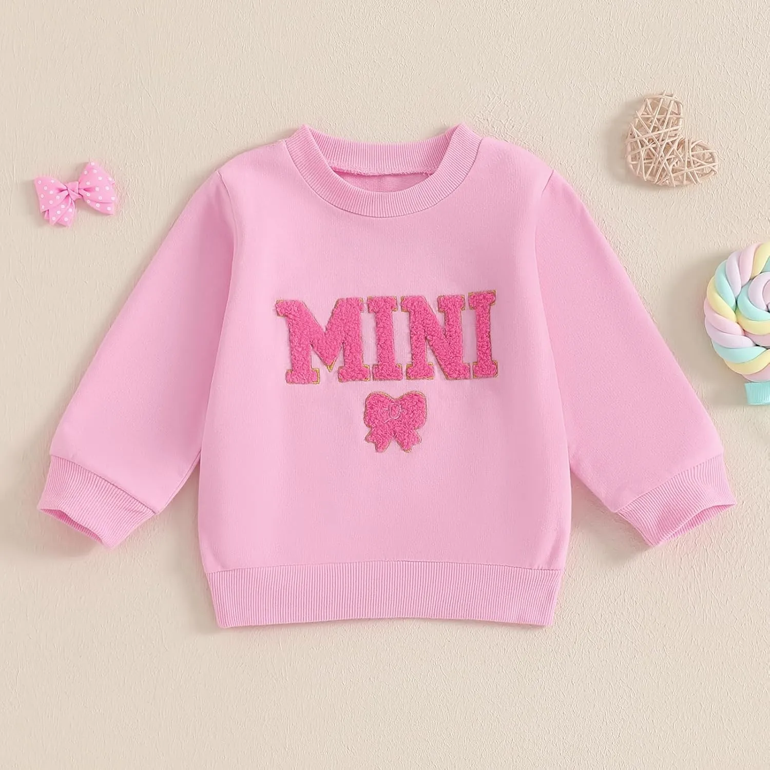 Mommy and Me Letter Print Matching Family Outfits Long Sleeve Crewneck Casual Sweatshirt T-Shirt