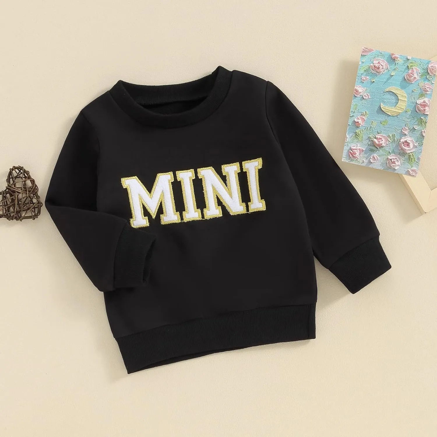 Mommy and Me Letter Print Matching Family Outfits Long Sleeve Crewneck Casual Sweatshirt T-Shirt