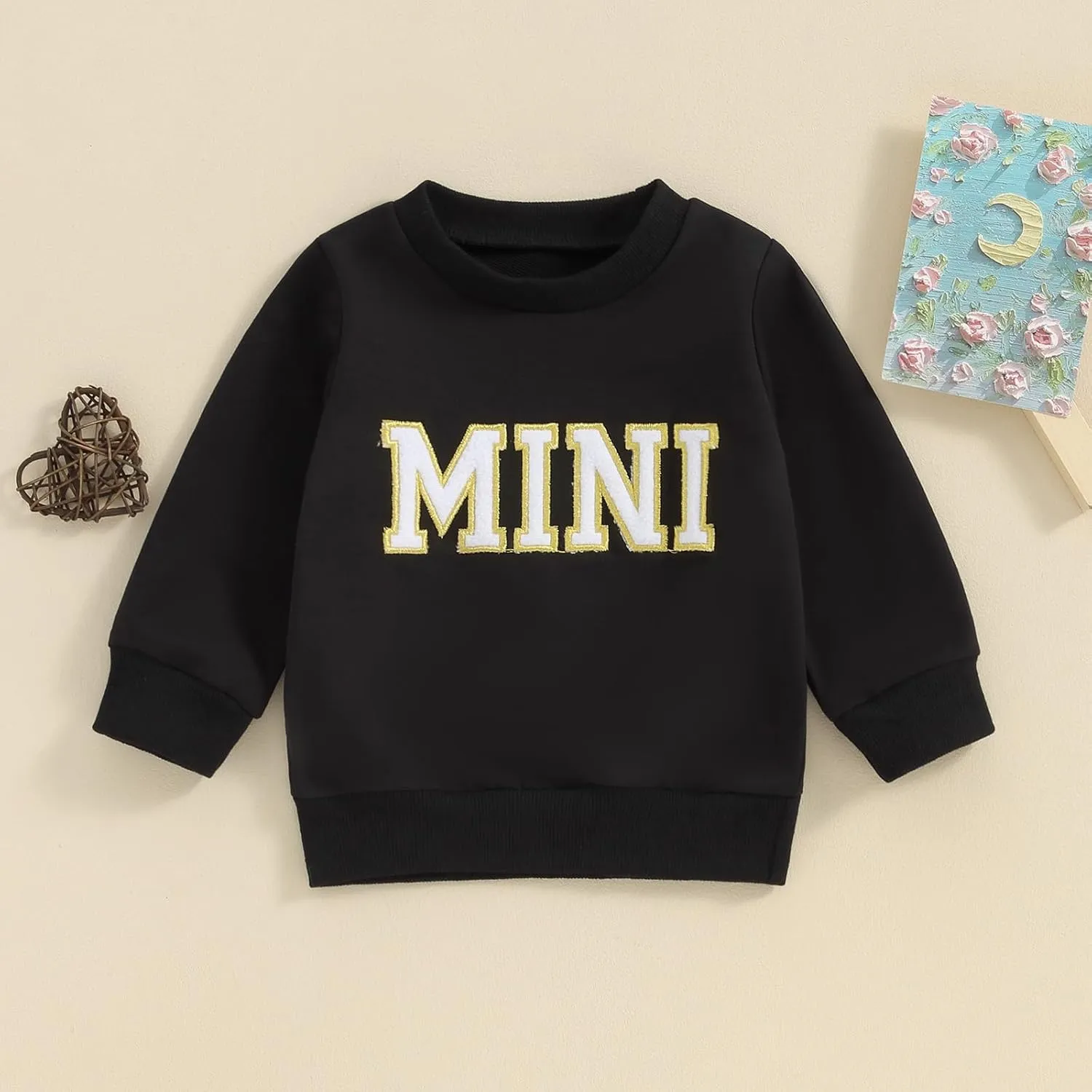 Mommy and Me Letter Print Matching Family Outfits Long Sleeve Crewneck Casual Sweatshirt T-Shirt