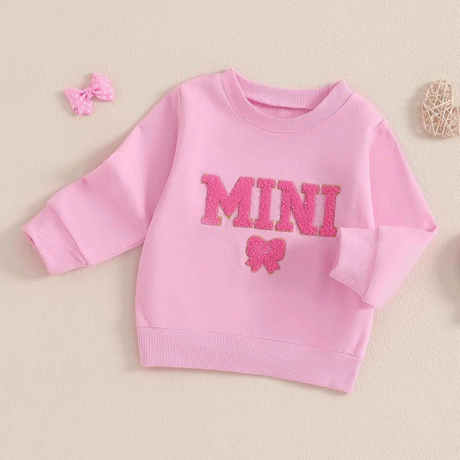 Mommy and Me Letter Print Matching Family Outfits Long Sleeve Crewneck Casual Sweatshirt T-Shirt