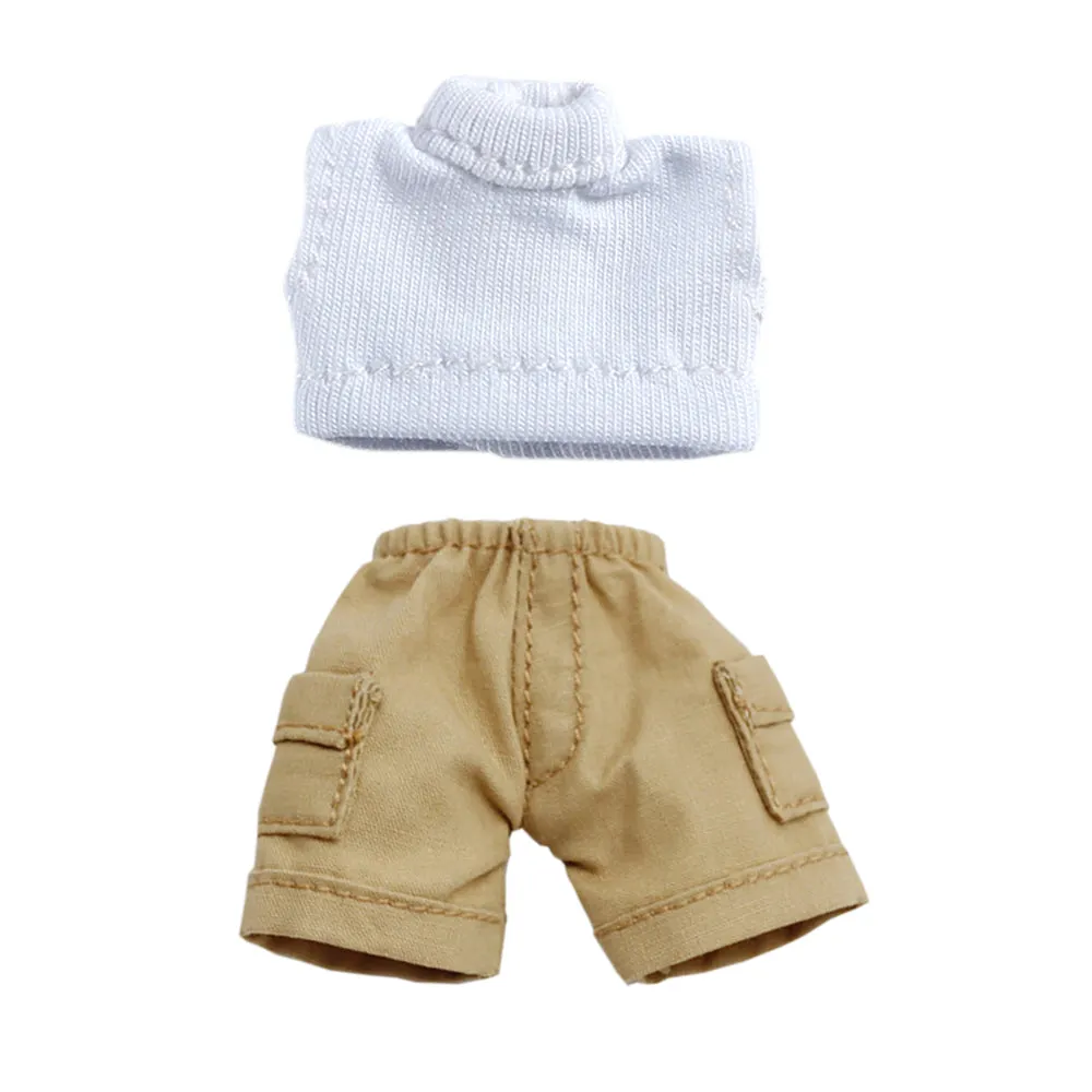 niannyyhouse Solid Color Vest Pocket Cargo Shorts 1/12 BJD OB11 Doll 4.3 inches (11 cm) Body Figure Accessory