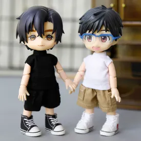 niannyyhouse Solid Color Vest Pocket Cargo Shorts 1/12 BJD OB11 Doll 4.3 inches (11 cm) Body Figure Accessory