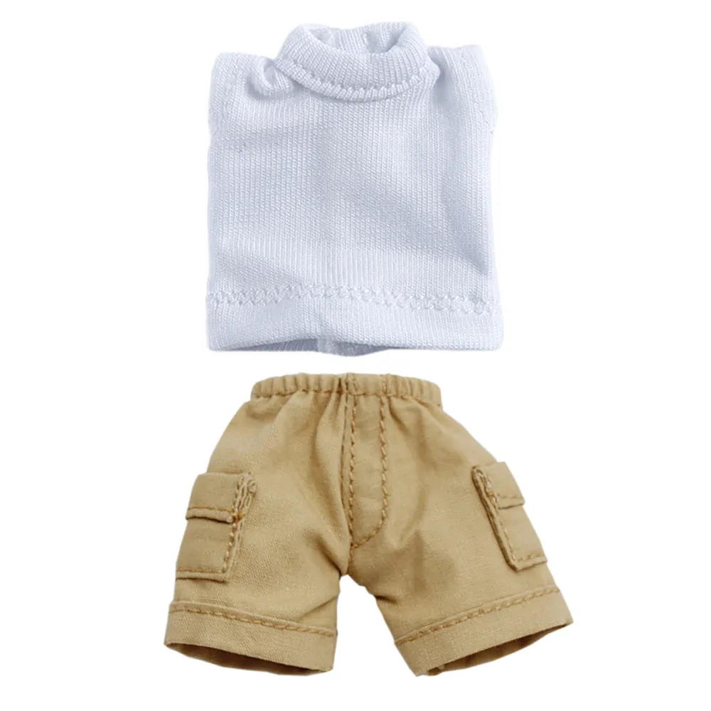 niannyyhouse Solid Color Vest Pocket Cargo Shorts 1/12 BJD OB11 Doll 4.3 inches (11 cm) Body Figure Accessory