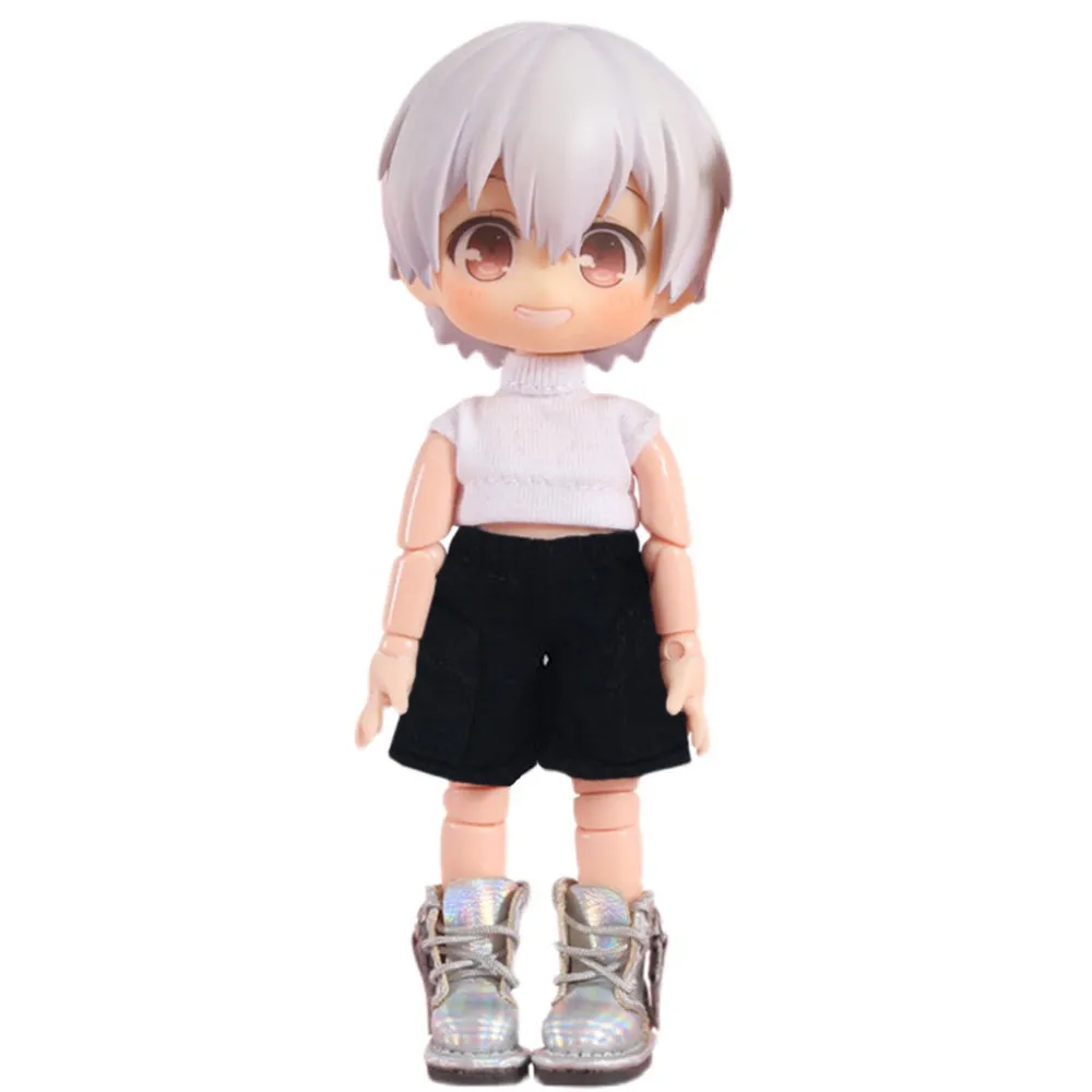 niannyyhouse Solid Color Vest Pocket Cargo Shorts 1/12 BJD OB11 Doll 4.3 inches (11 cm) Body Figure Accessory