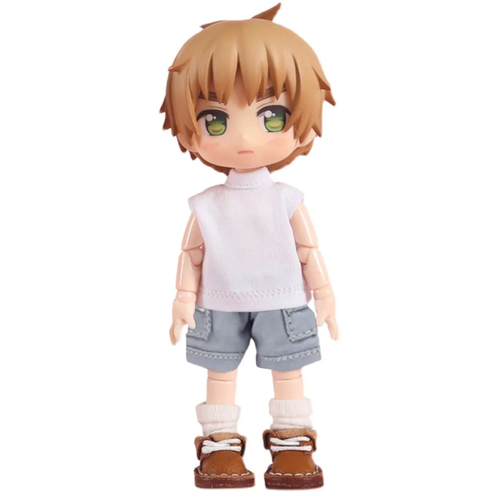 niannyyhouse Solid Color Vest Pocket Cargo Shorts 1/12 BJD OB11 Doll 4.3 inches (11 cm) Body Figure Accessory