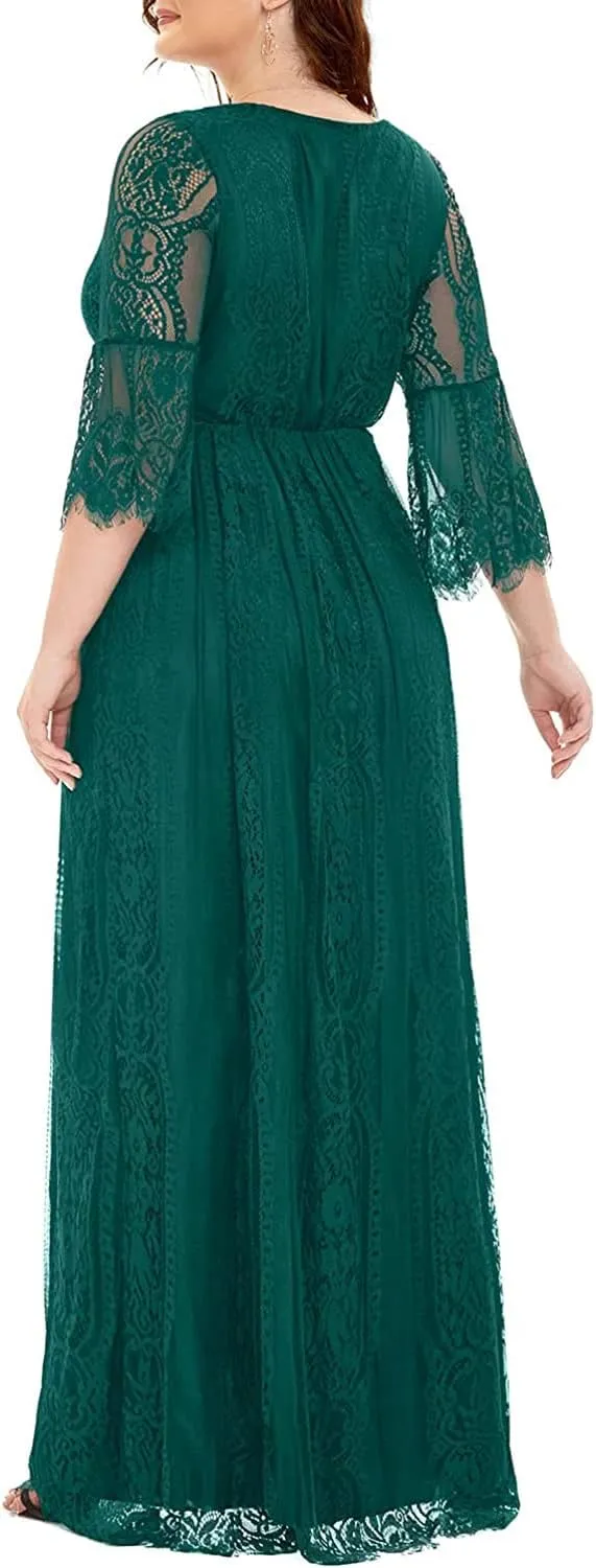 Plus Size Wedding Dress Boho - Maxi Bridal Shower Bohemian Formal Lace Long Dresses