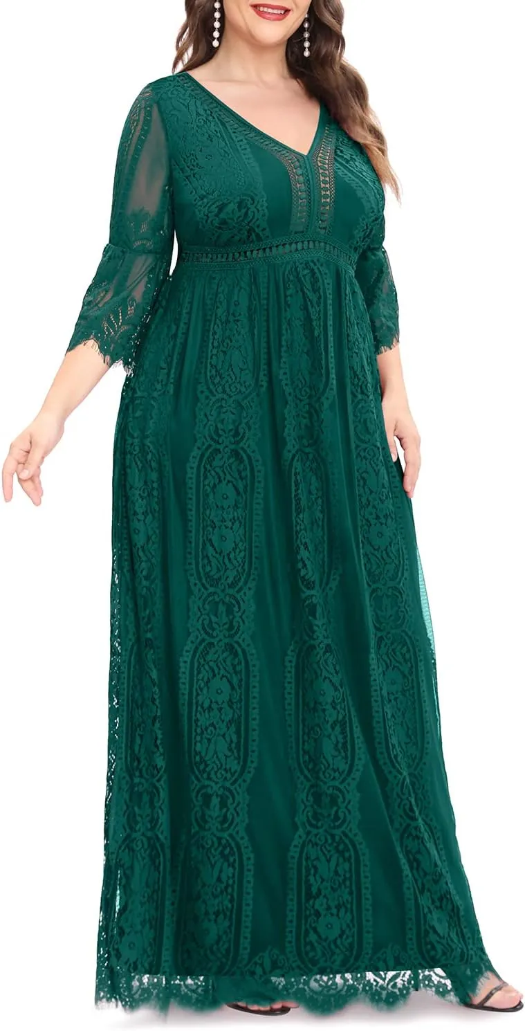 Plus Size Wedding Dress Boho - Maxi Bridal Shower Bohemian Formal Lace Long Dresses