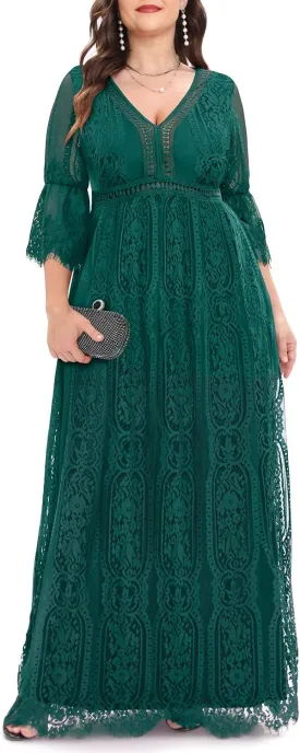 Plus Size Wedding Dress Boho - Maxi Bridal Shower Bohemian Formal Lace Long Dresses