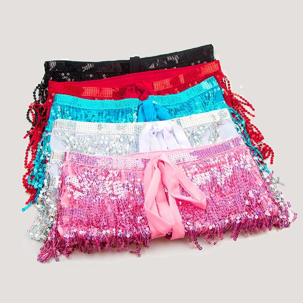 Sequin Skirt - Belly Dance Hip Scarf Sequin Tassel Skirt Fringe Skirt Rave with Heart Sunglasses and Face Glitter(One Size)