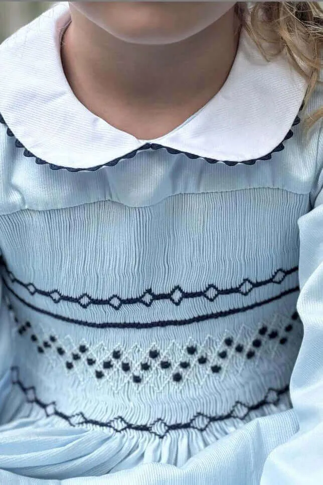 Smocked Sky Blue Geo Dress