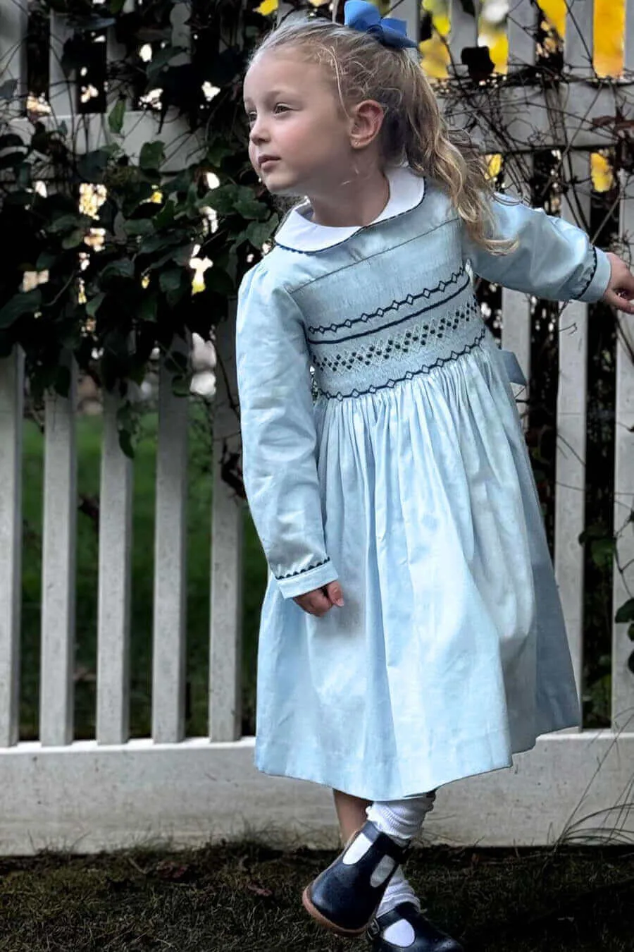 Smocked Sky Blue Geo Dress