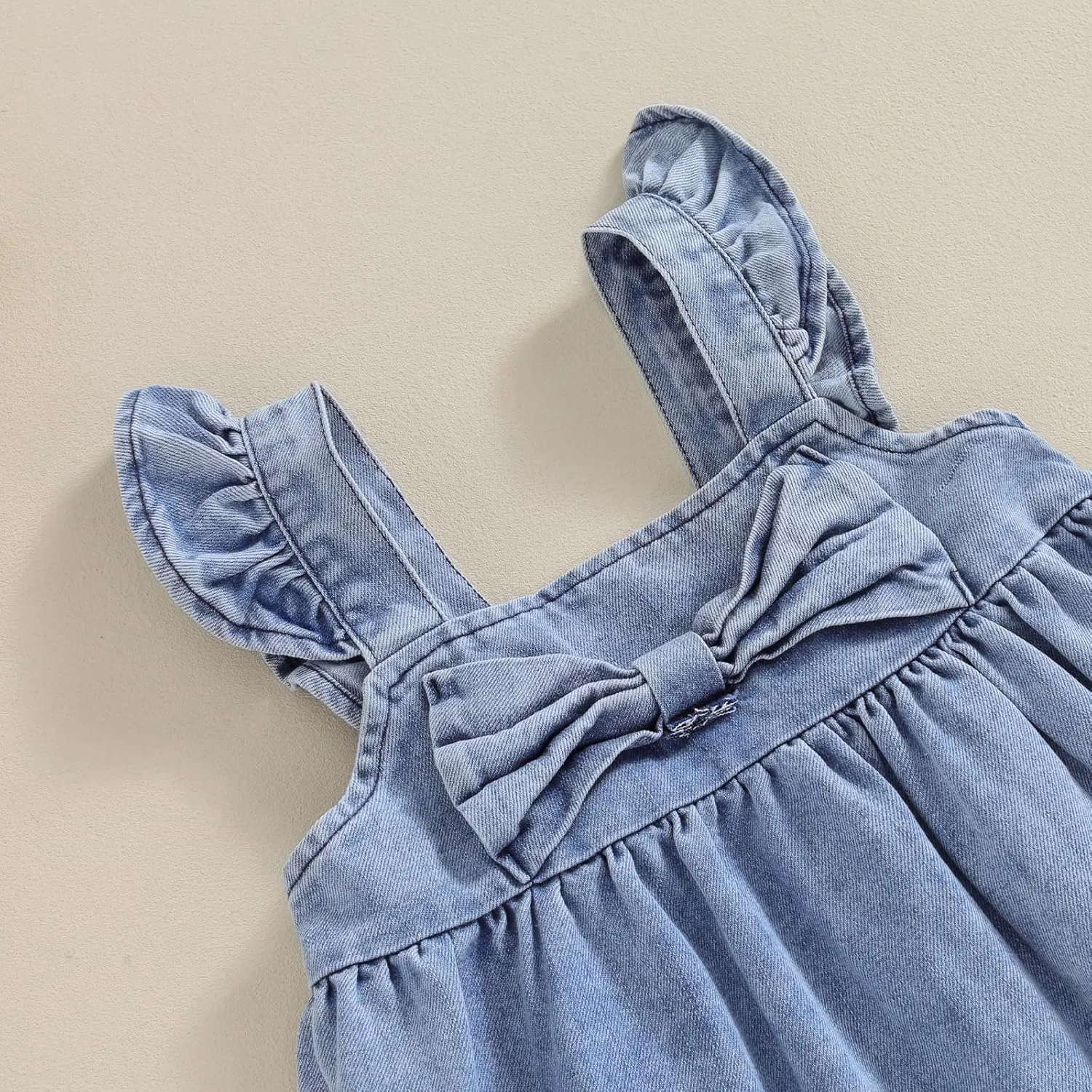 Summer Toddler Baby Girl Dress Denim Ruffle Backless Sleeveless Dress Kids Casual Dresses Princess Beach Sundress