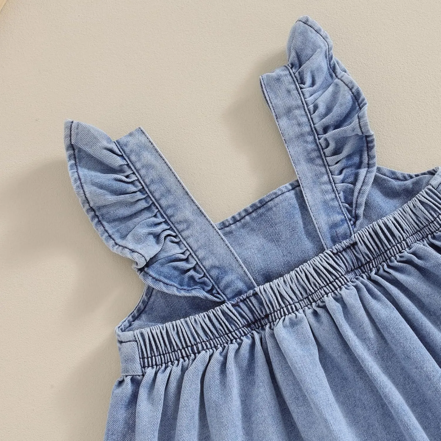 Summer Toddler Baby Girl Dress Denim Ruffle Backless Sleeveless Dress Kids Casual Dresses Princess Beach Sundress