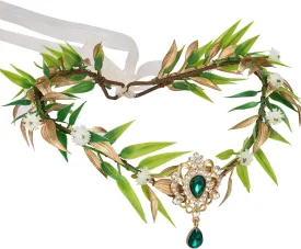 SWEETV Fairy Flower Leaf Crowns for Women Elven Princess Tiara Elf Headpiece for Cosplay Halloween Costume Photoshoot Wedding