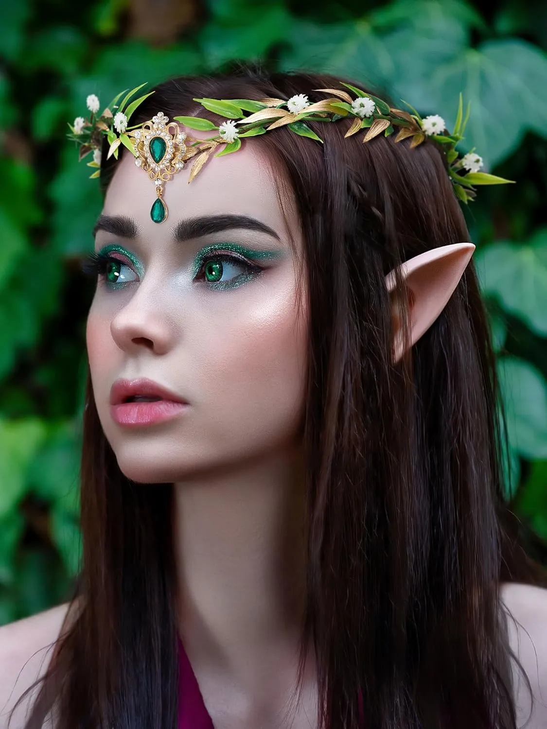 SWEETV Fairy Flower Leaf Crowns for Women Elven Princess Tiara Elf Headpiece for Cosplay Halloween Costume Photoshoot Wedding
