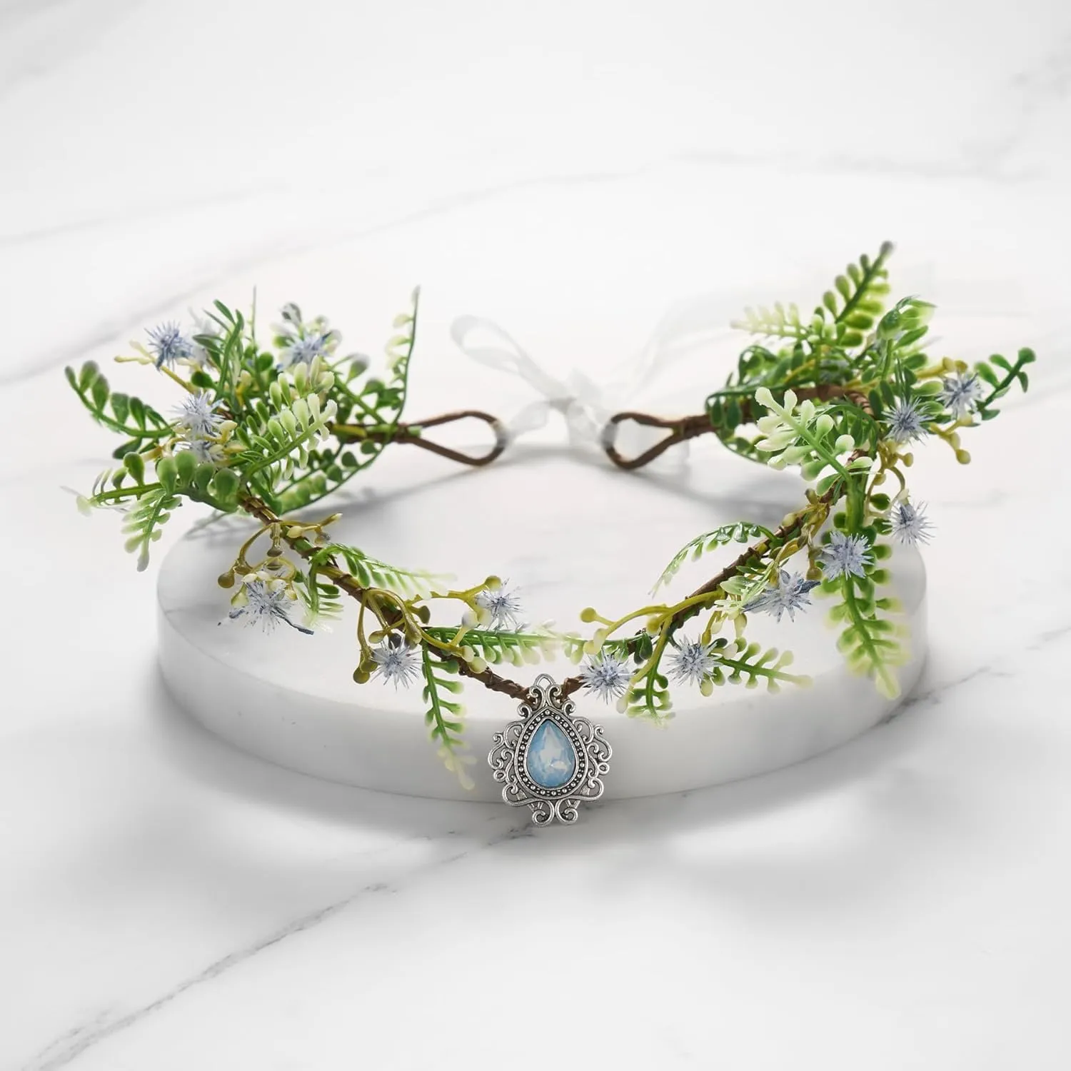 SWEETV Fairy Flower Leaf Crowns for Women Elven Princess Tiara Elf Headpiece for Cosplay Halloween Costume Photoshoot Wedding
