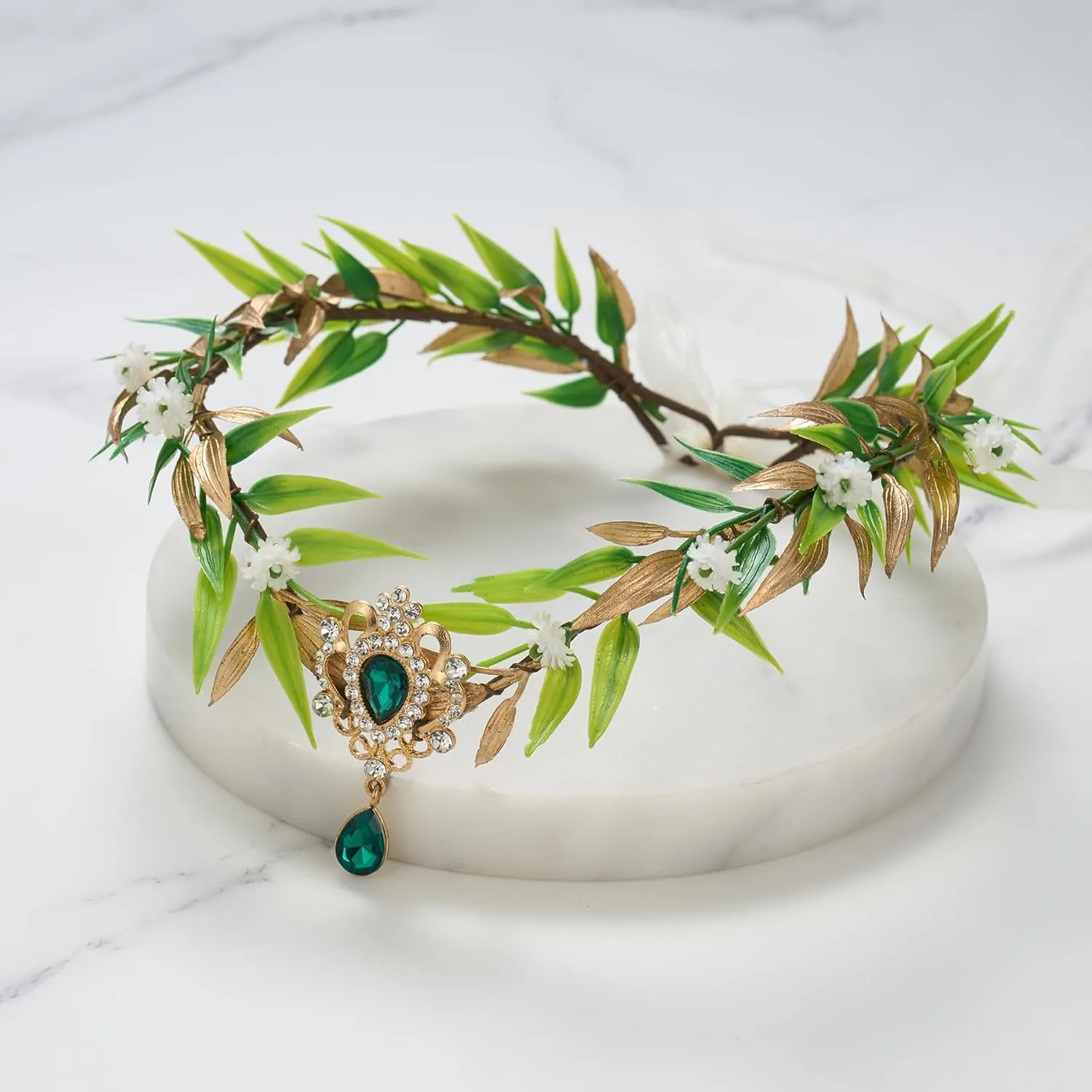 SWEETV Fairy Flower Leaf Crowns for Women Elven Princess Tiara Elf Headpiece for Cosplay Halloween Costume Photoshoot Wedding