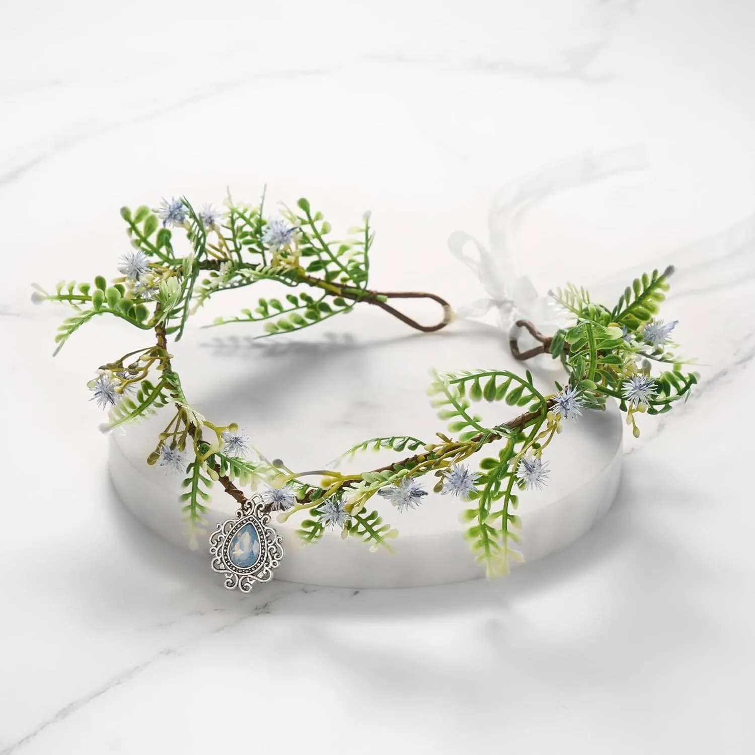 SWEETV Fairy Flower Leaf Crowns for Women Elven Princess Tiara Elf Headpiece for Cosplay Halloween Costume Photoshoot Wedding
