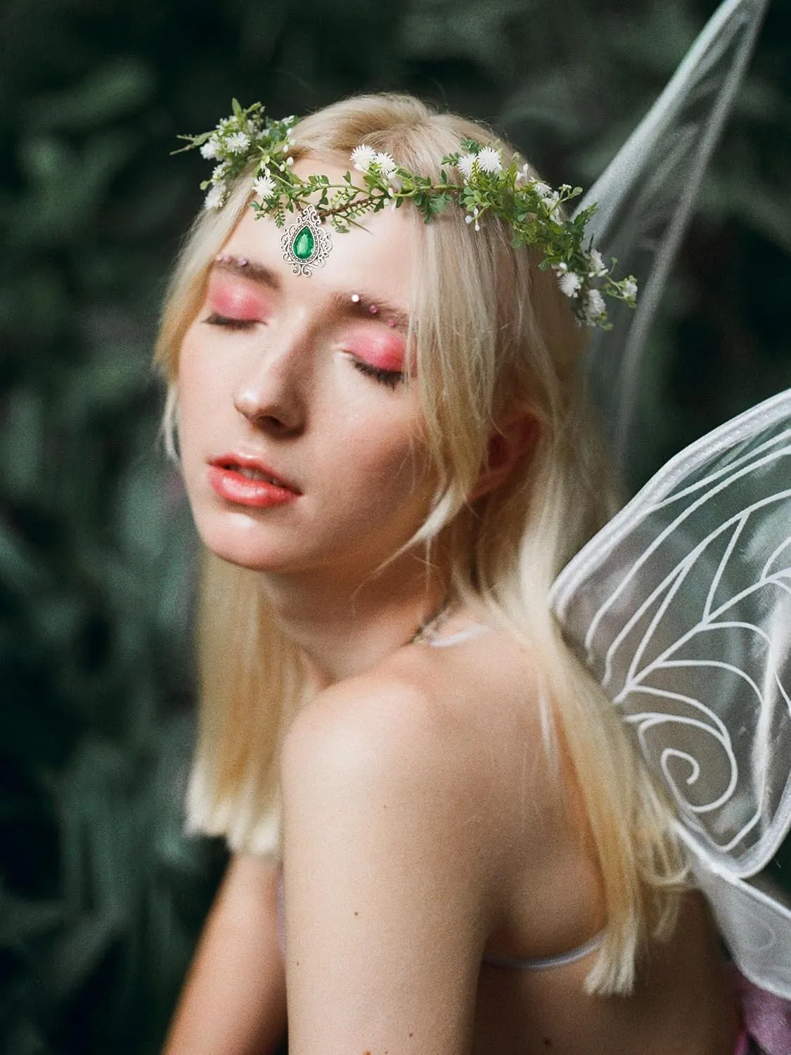 SWEETV Fairy Flower Leaf Crowns for Women Elven Princess Tiara Elf Headpiece for Cosplay Halloween Costume Photoshoot Wedding