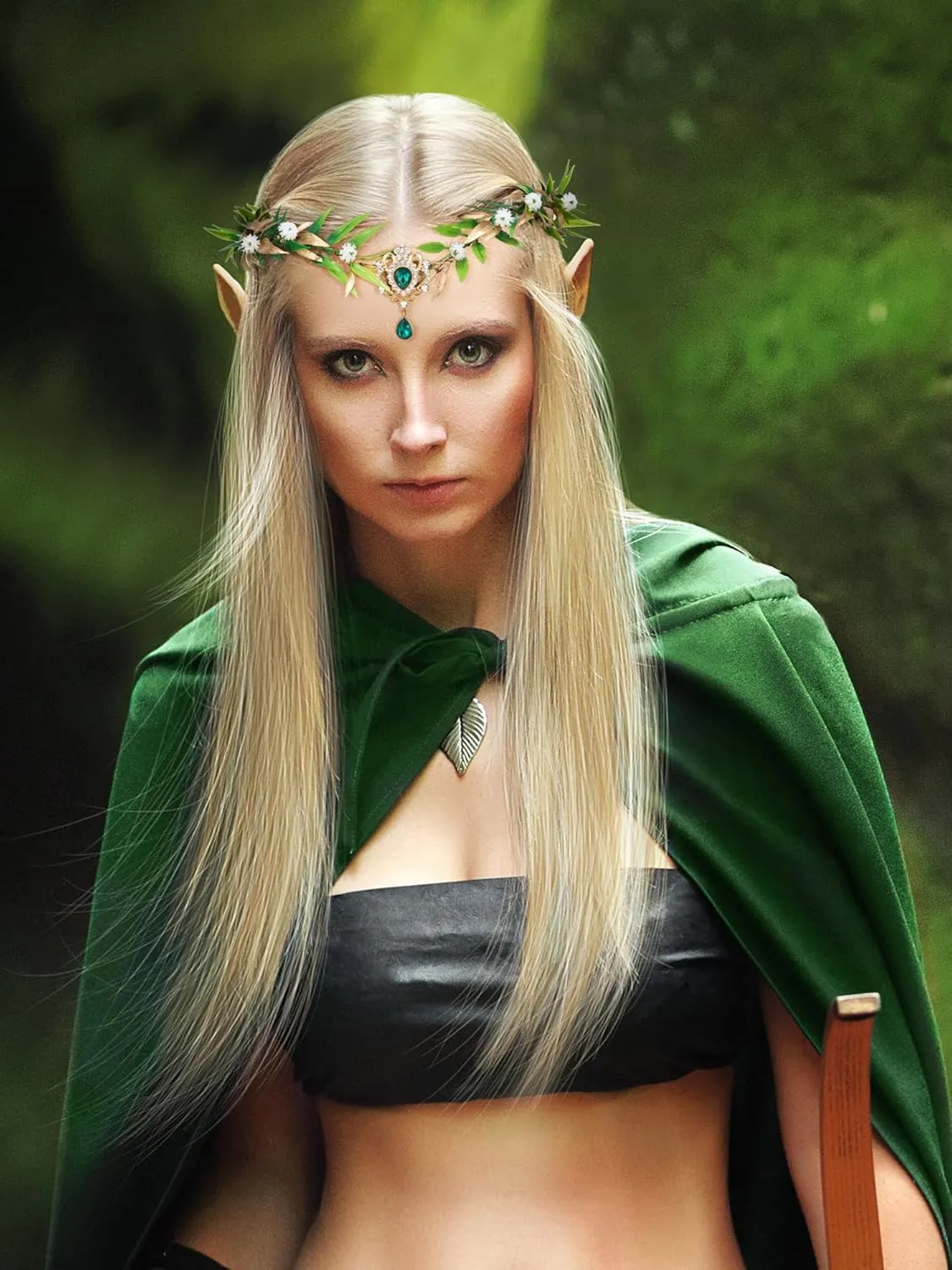 SWEETV Fairy Flower Leaf Crowns for Women Elven Princess Tiara Elf Headpiece for Cosplay Halloween Costume Photoshoot Wedding