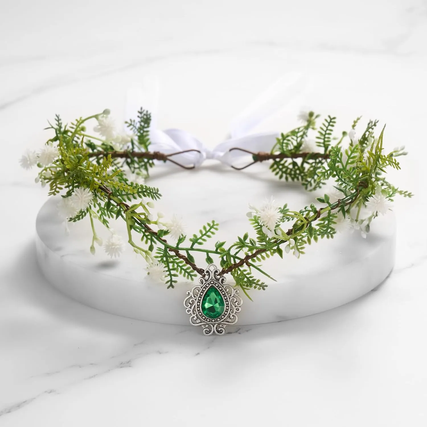 SWEETV Fairy Flower Leaf Crowns for Women Elven Princess Tiara Elf Headpiece for Cosplay Halloween Costume Photoshoot Wedding
