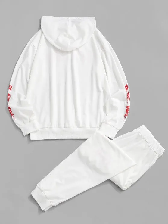 Two Piece Letter Printed Hoodie And Jogger
