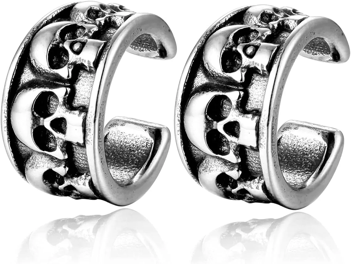 Vintage Ear Cuff Ear Clip Non-Piercing Clip On Cartilage Earrings Mens Womens Stainless Steel