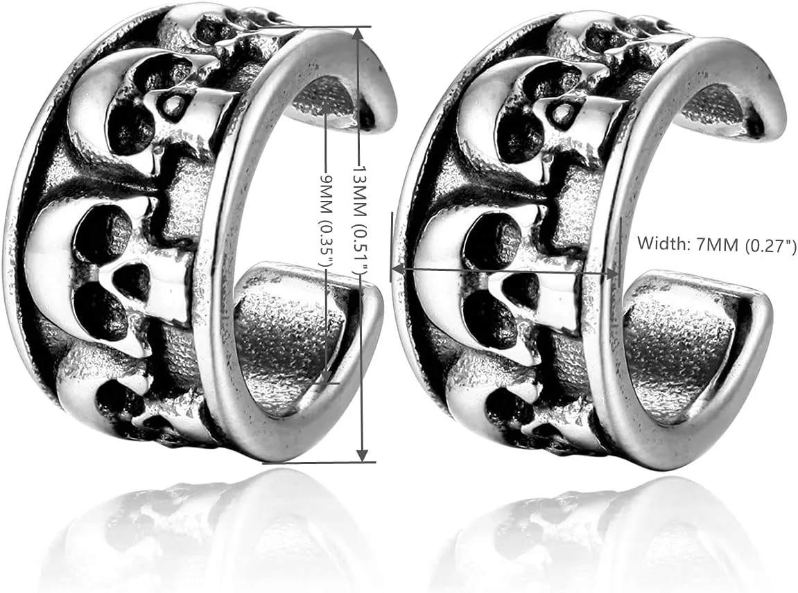 Vintage Ear Cuff Ear Clip Non-Piercing Clip On Cartilage Earrings Mens Womens Stainless Steel