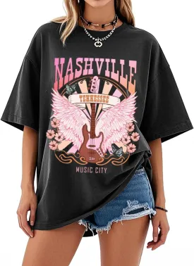 Western Shirt Women Oversize Boho Cow Skull Vintage Rodeo Graphic Tee Cowgirl Short Sleeve Casual Top