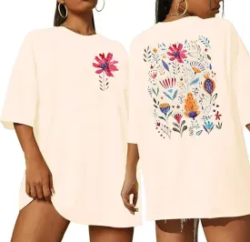 Wildflowers T-Shirts Women Oversized Vintage Floral Shirts Nashville Music City Tops Rock Band Tee