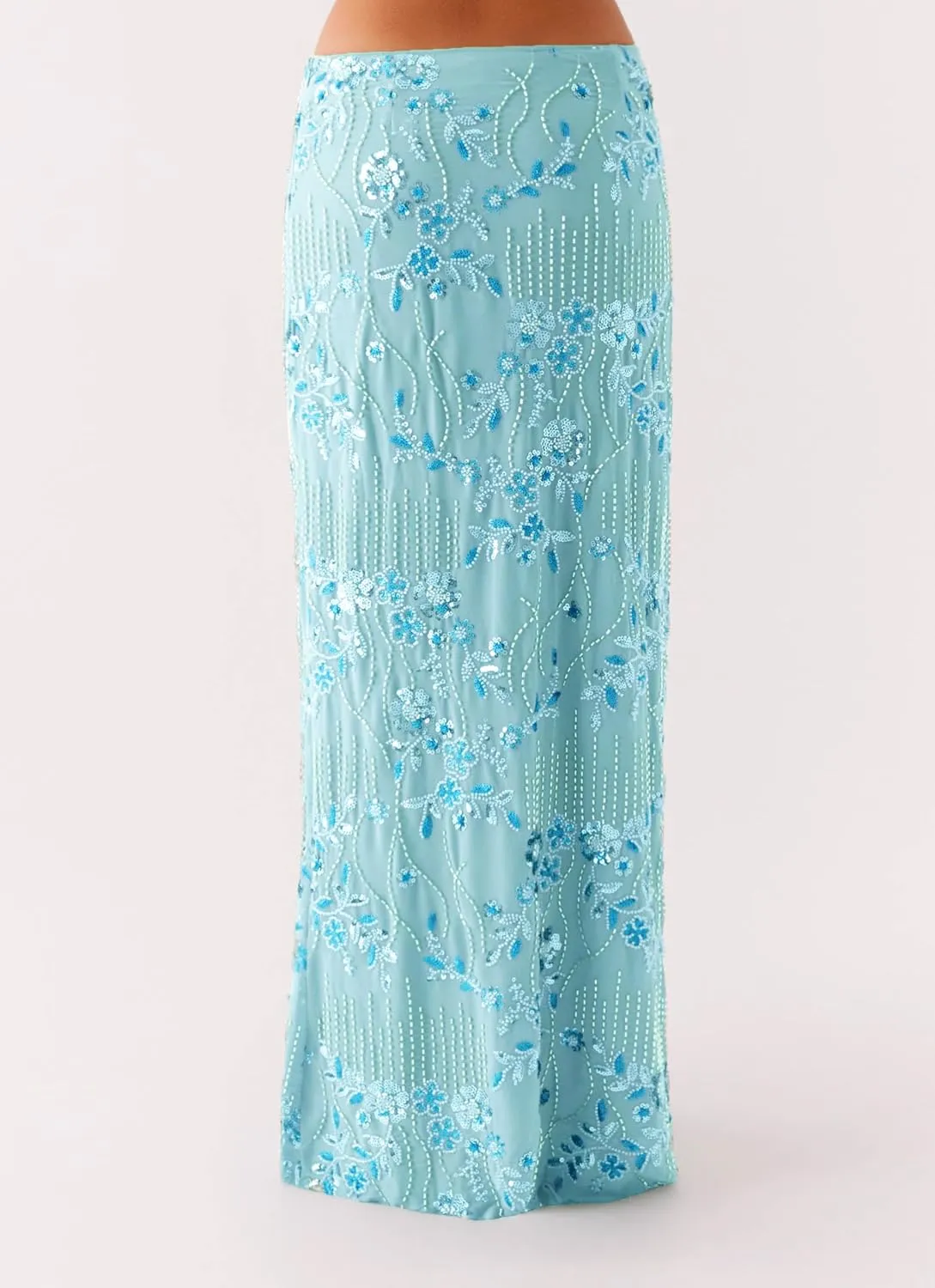 Women Y2K Sequin Long Skirt Sparkle Rhinestone Floral Maxi Skirt High Waist Glitter Midi Skirt Going Out