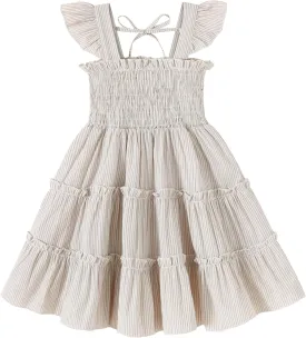 YOUNGER TREE Toddler Girl Dress Baby Girls Summer Clothes Ruffle Sleeve Floral Smock Beach Boho Dresses Sundress